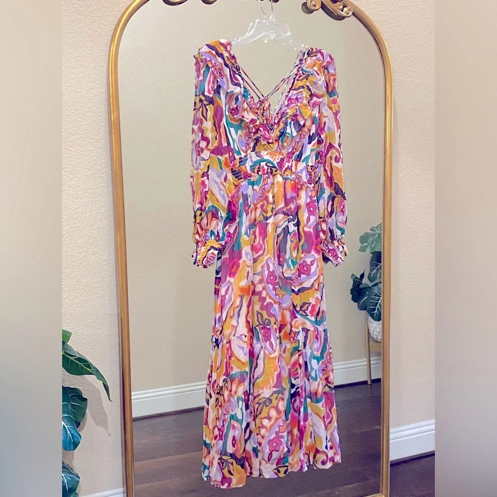 Anthropologie The Marais Printed Chiffon Maxi Dress Size 3X - Picture 4 of 14